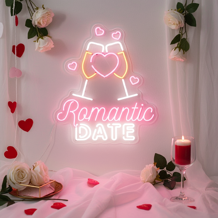 Romantic Date Valentine's Day LED Neon Sign by LEDNeons - designed for Valentine’s celebrations and home decor.