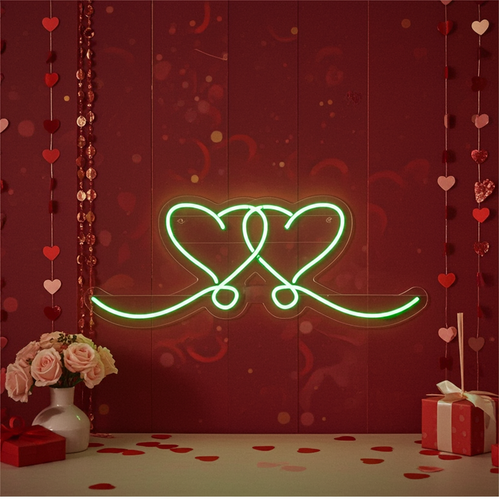 Romantic Double Heart LED Neon Sign by LEDNeons  - for Wall Decor 