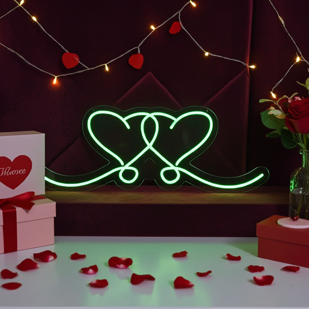 Romantic Double Heart LED Neon Sign by LEDNeons  - for Wall Decor 