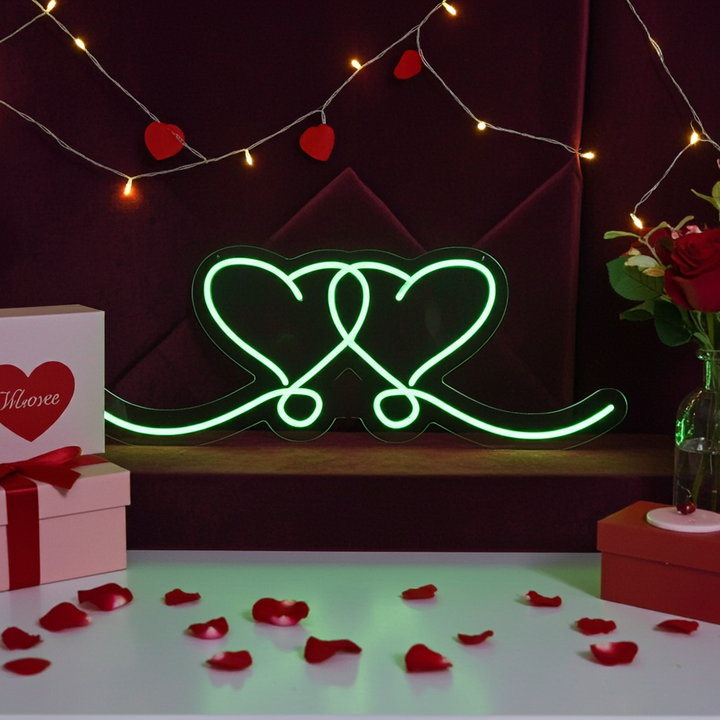 Romantic Double Heart LED Neon Sign by LEDNeons  - for Wall Decor 