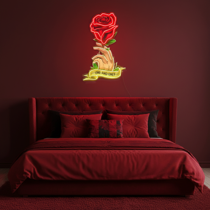 Roses Gift UV Art LED Neon Sign by LEDNeons - a vibrant neon artwork showcasing a bouquet of glowing roses