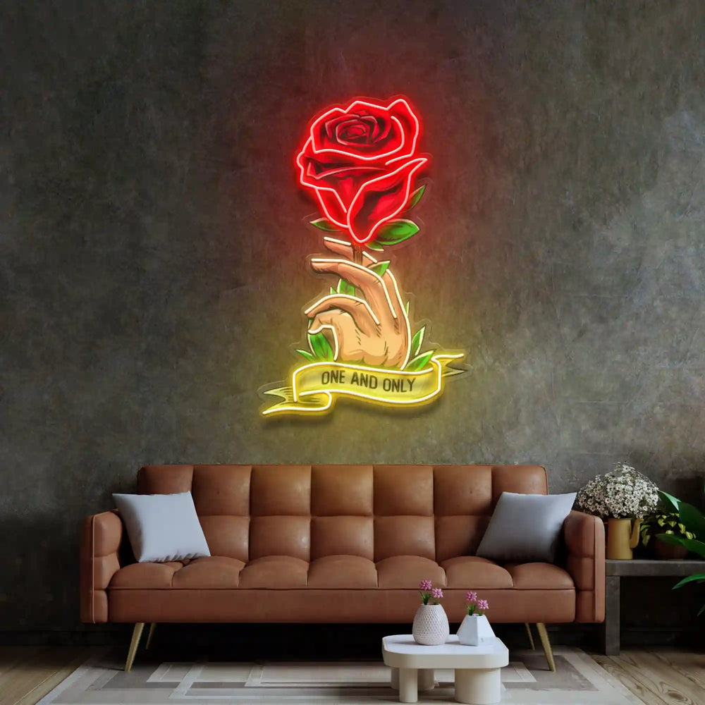 Roses Gift UV Art LED Neon Sign  by LedNeons.com - Above the couch