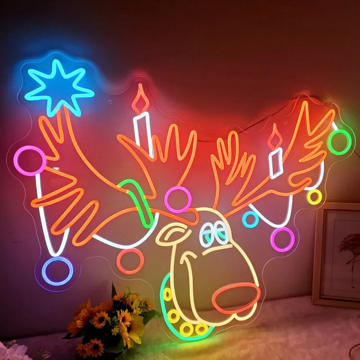 Rudolph the Red-Nosed Reindeer Neon Sign by LEDNeon's - Light up your holidays with this festive Rudolph the Red-Nosed Reindeer neon sign.