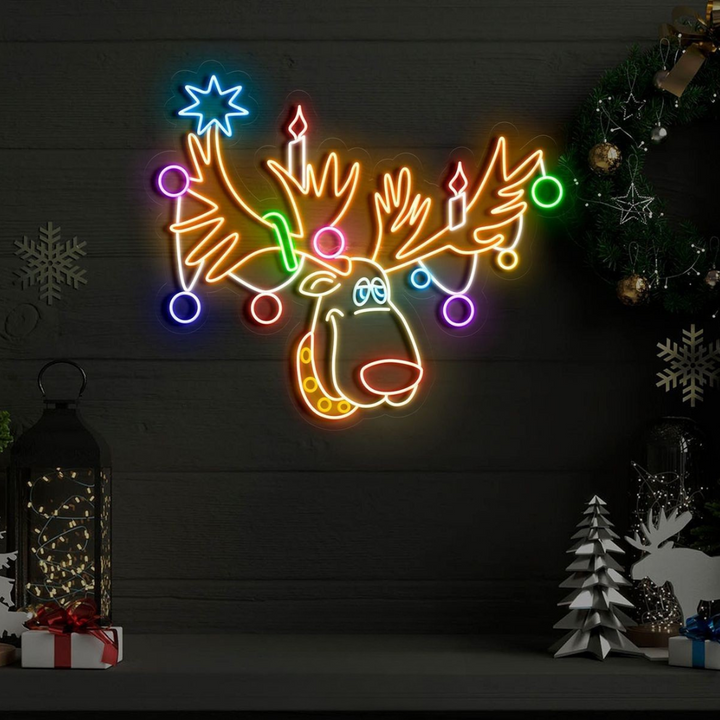 Rudolph the Red-Nosed Reindeer Neon Sign by LEDNeons - Light up your holidays with this festive Rudolph the Red-Nosed Reindeer neon sign.