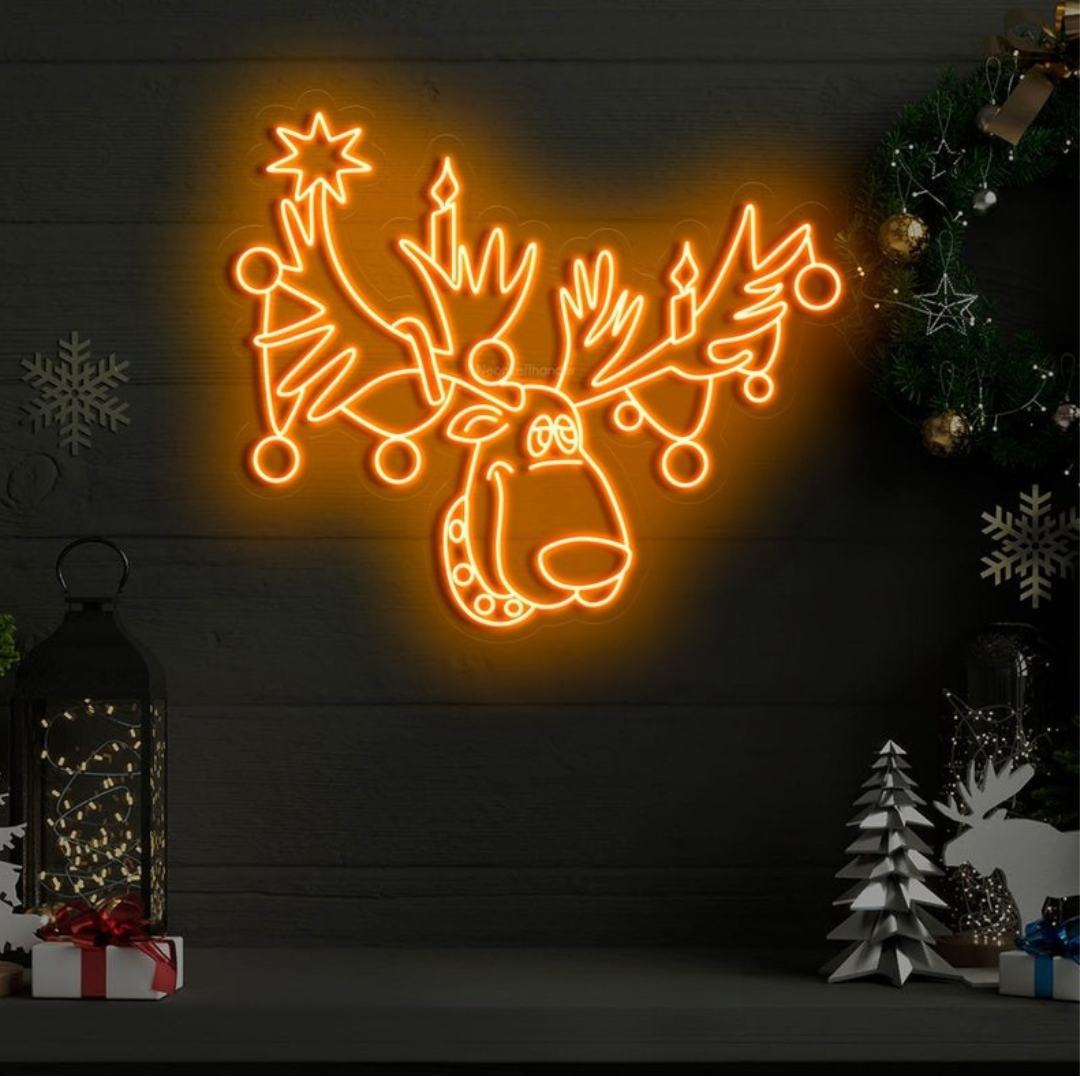 Rudolph the Red-Nosed Reindeer Neon Sign by LEDNeons - Light up your holidays with this festive Rudolph the 