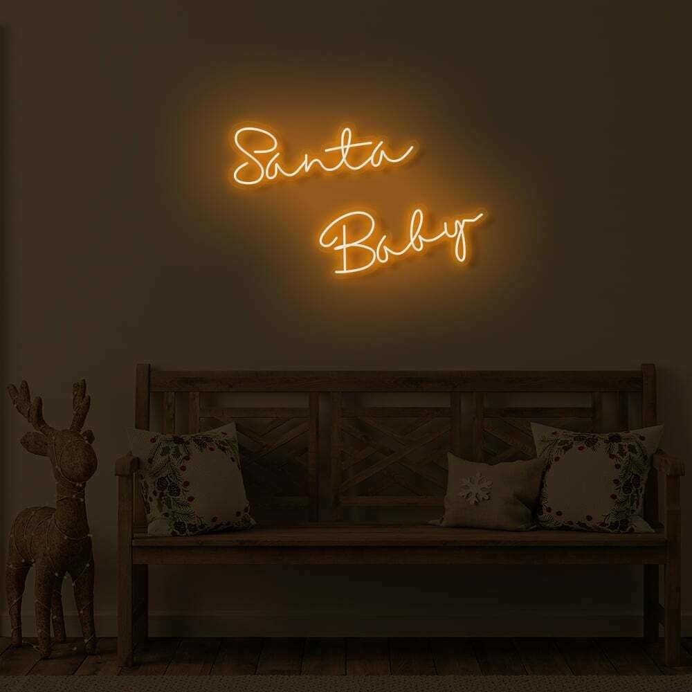 Santa Baby Merry Christmas Neon Sign by LEDNeons - Orange 
