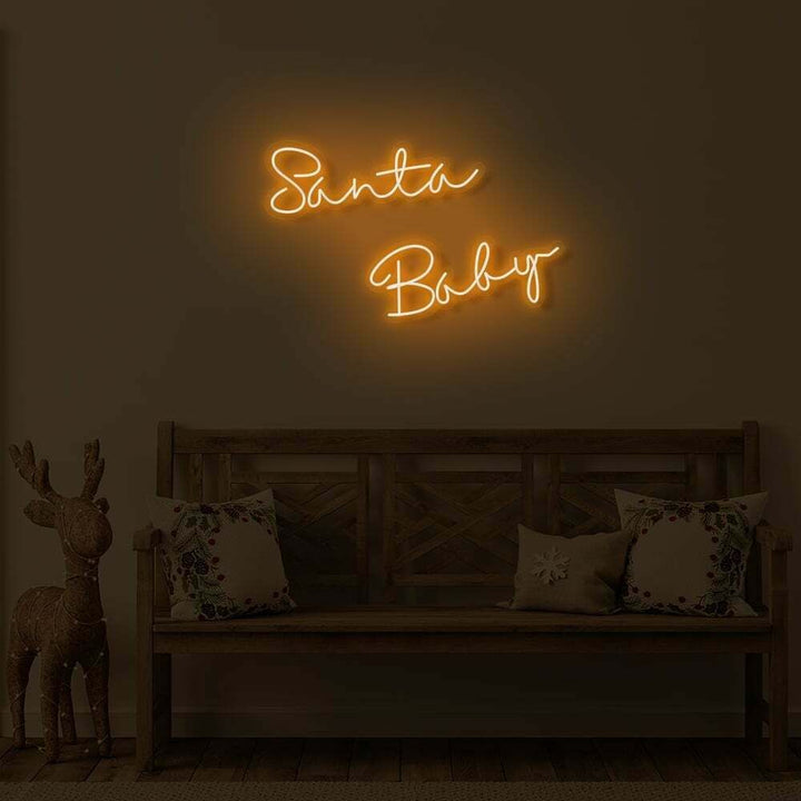 Santa Baby Merry Christmas Neon Sign by LEDNeons - Orange 