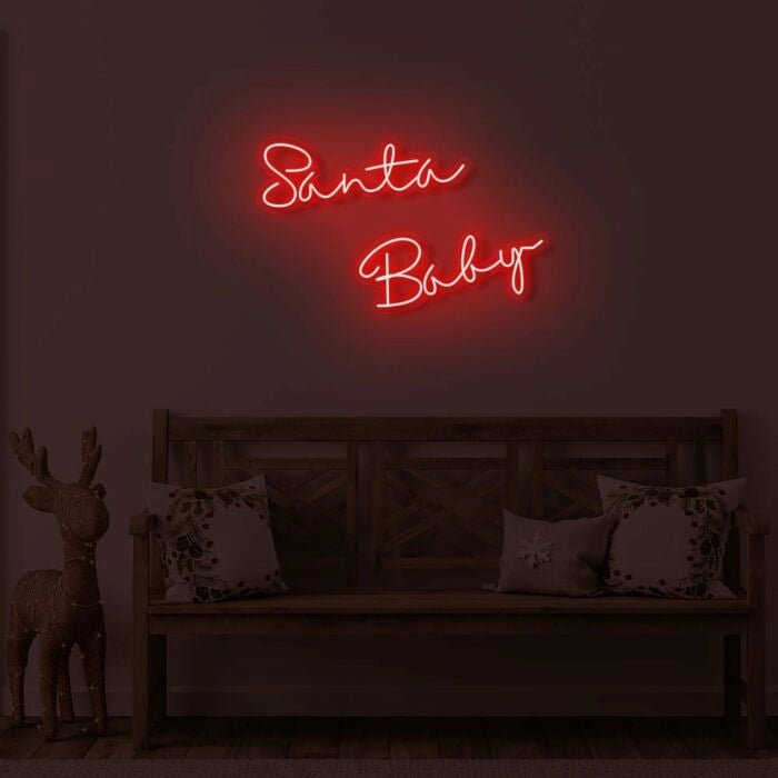 Santa Baby Merry Christmas Neon Sign by LEDNeons -  Red