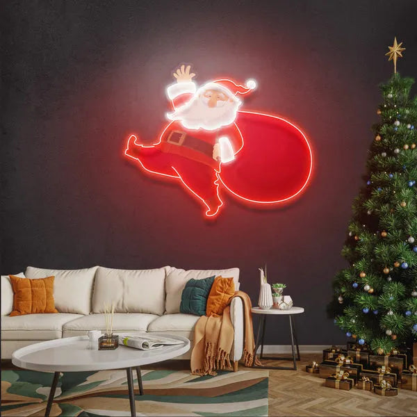 Santa is Comin Art Work Merry Christmas Neon Sign by LEDNeon's. Celebrate the Festive season with this Joyful bright Neon Sign