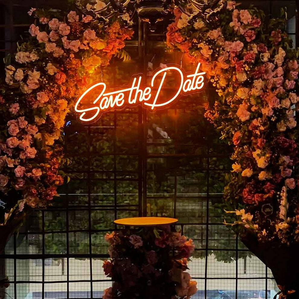 Save The Date Wedding LED Neon sign by LEDNeons - Orange 