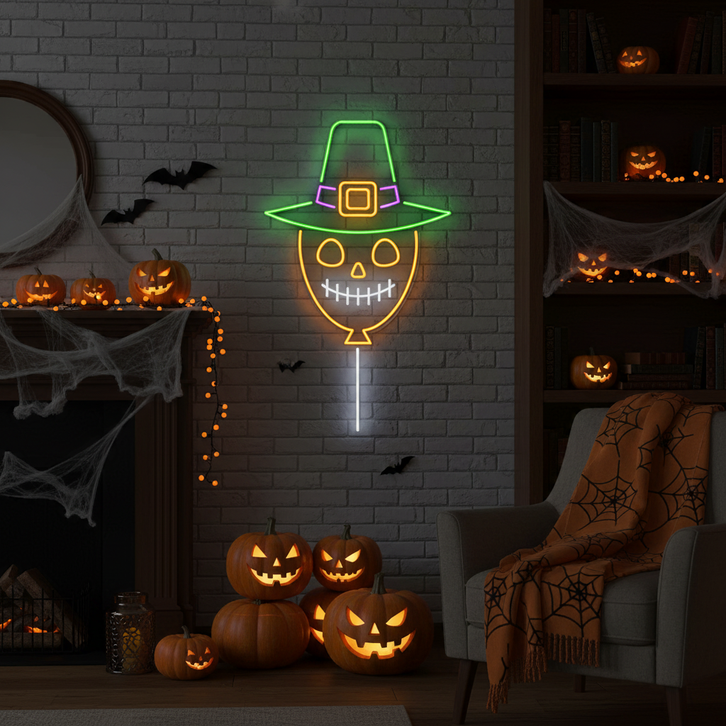 Scarecrow Halloween LED Neon Sign by LEDNeons - unique glowing decoration for haunted nights.