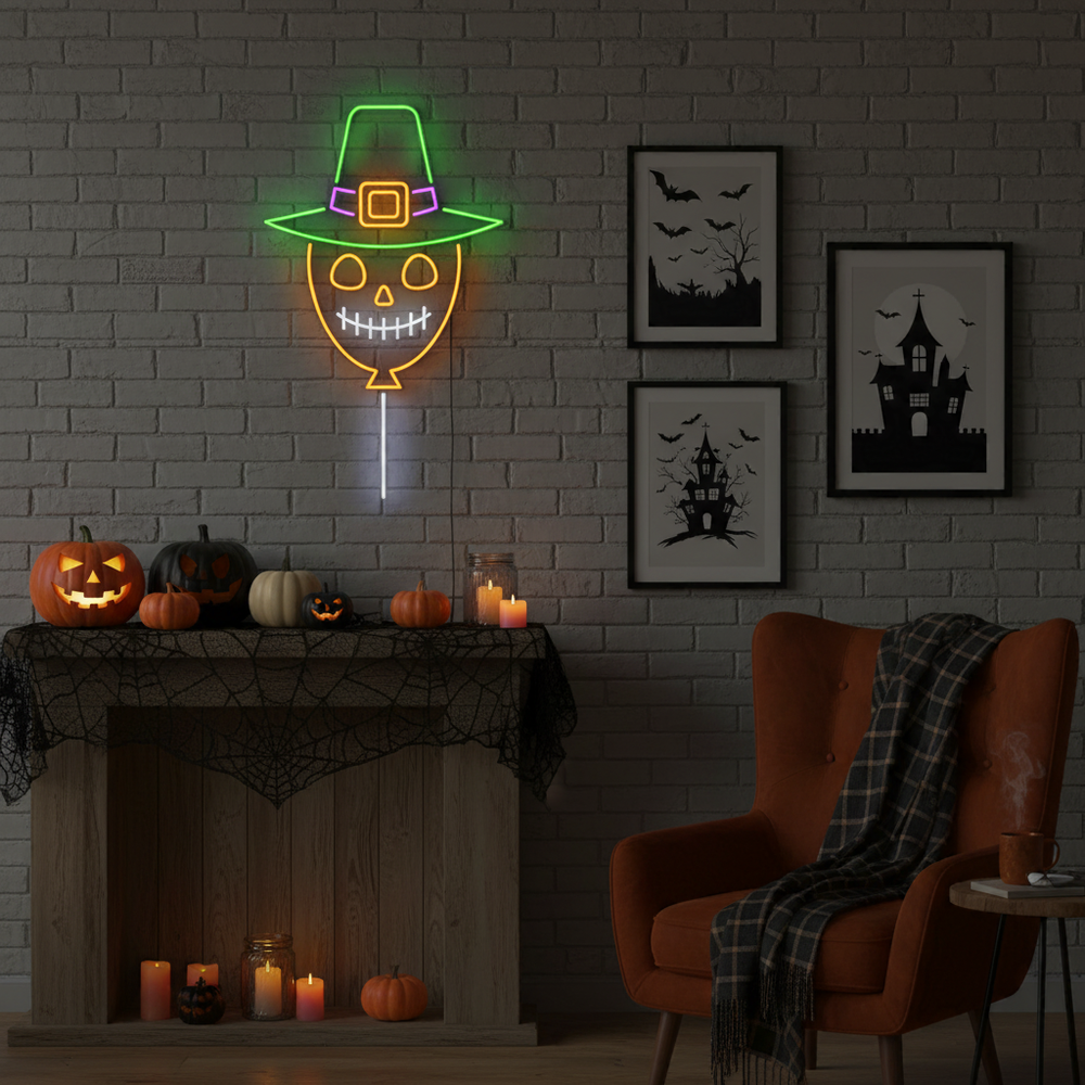 Scarecrow Halloween LED Neon Sign by LEDNeons - unique glowing decoration for haunted nights.