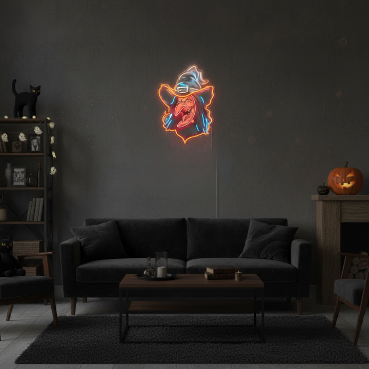 Scary Face Halloween LED Neon Sign by LEDNeons - outlined in LED neon lights