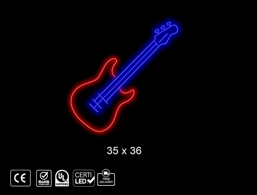 Custom Guitar Neon sign mockup for Ruth Unger