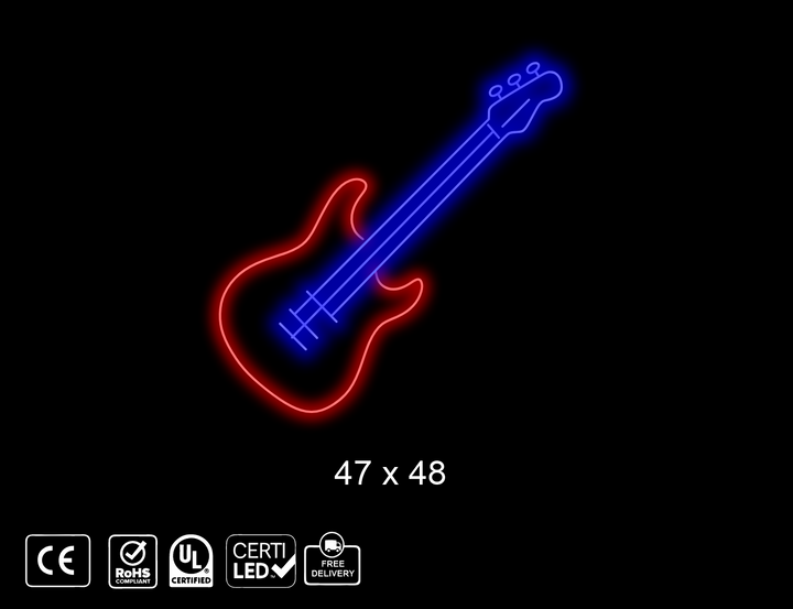 Custom Guitar Neon sign mockup for Ruth Unger