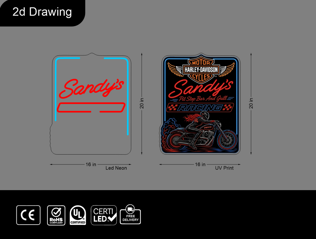 Custom Neon sign for Russell Richens(16"W x 20"H)