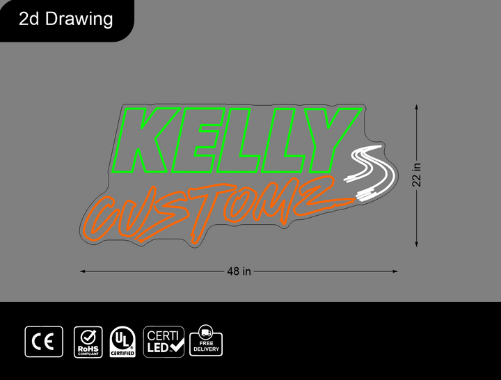 Custom Neon sign for Sean Kelly (48"W x 22"H)