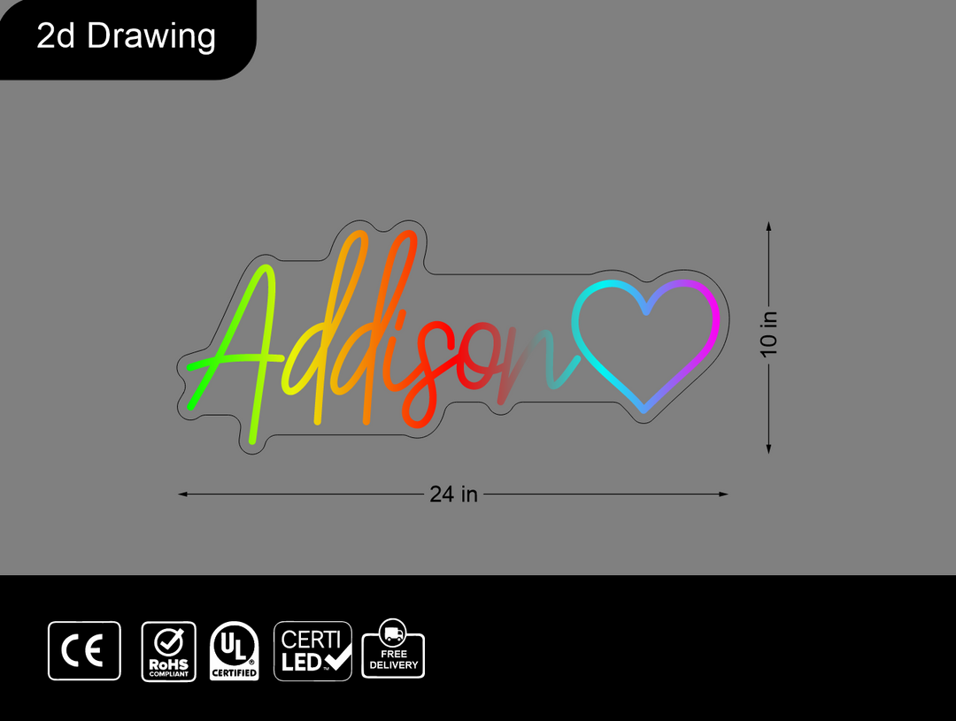 Custom Neon sign for carrie adams (24"W x 10"H)