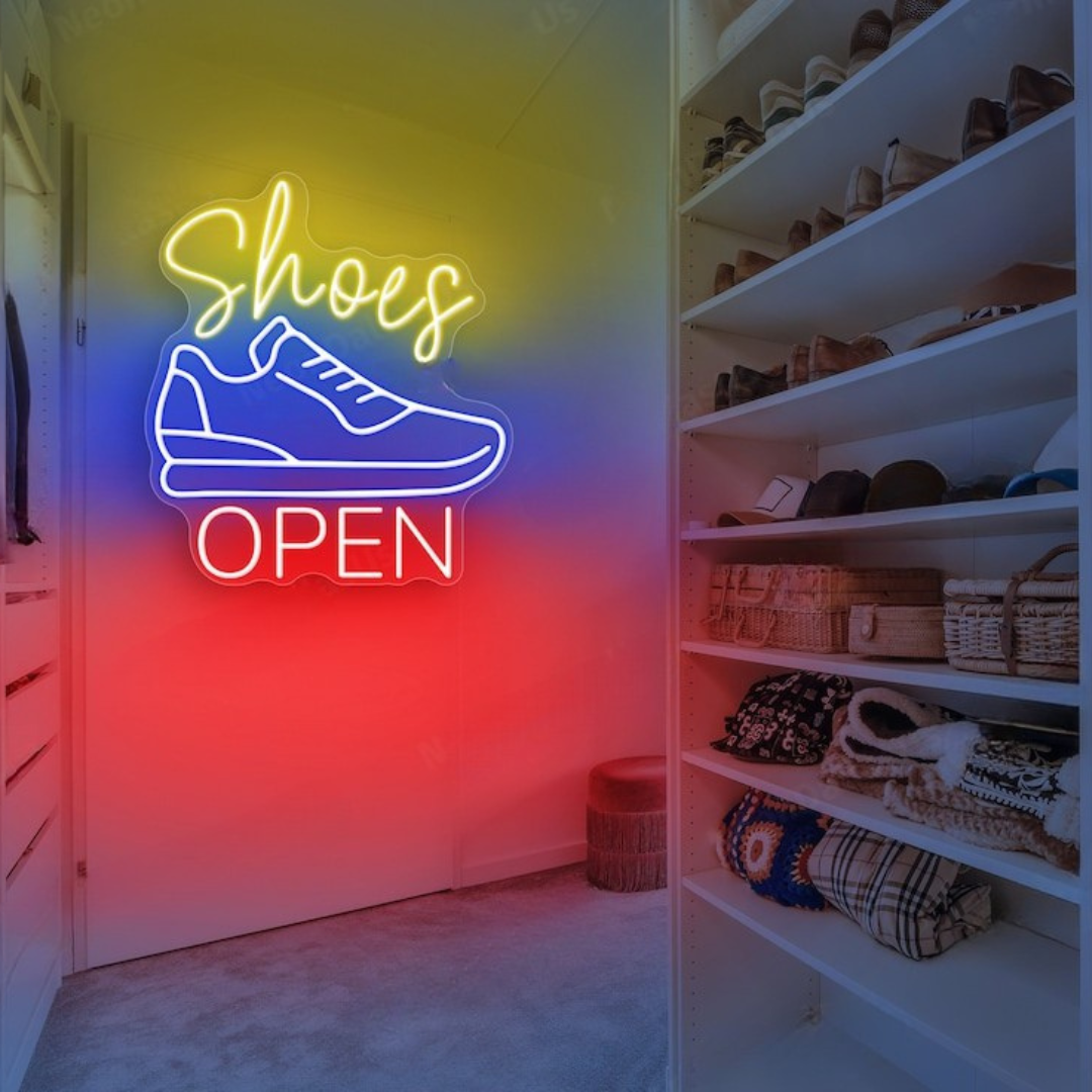 Shoes Open Business Neon Sign by LEDNeons - Bright LED Neon sign for shoe store