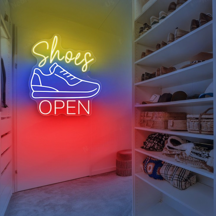 Shoes Open Business Neon Sign by LEDNeons - Bright LED Neon sign for shoe store