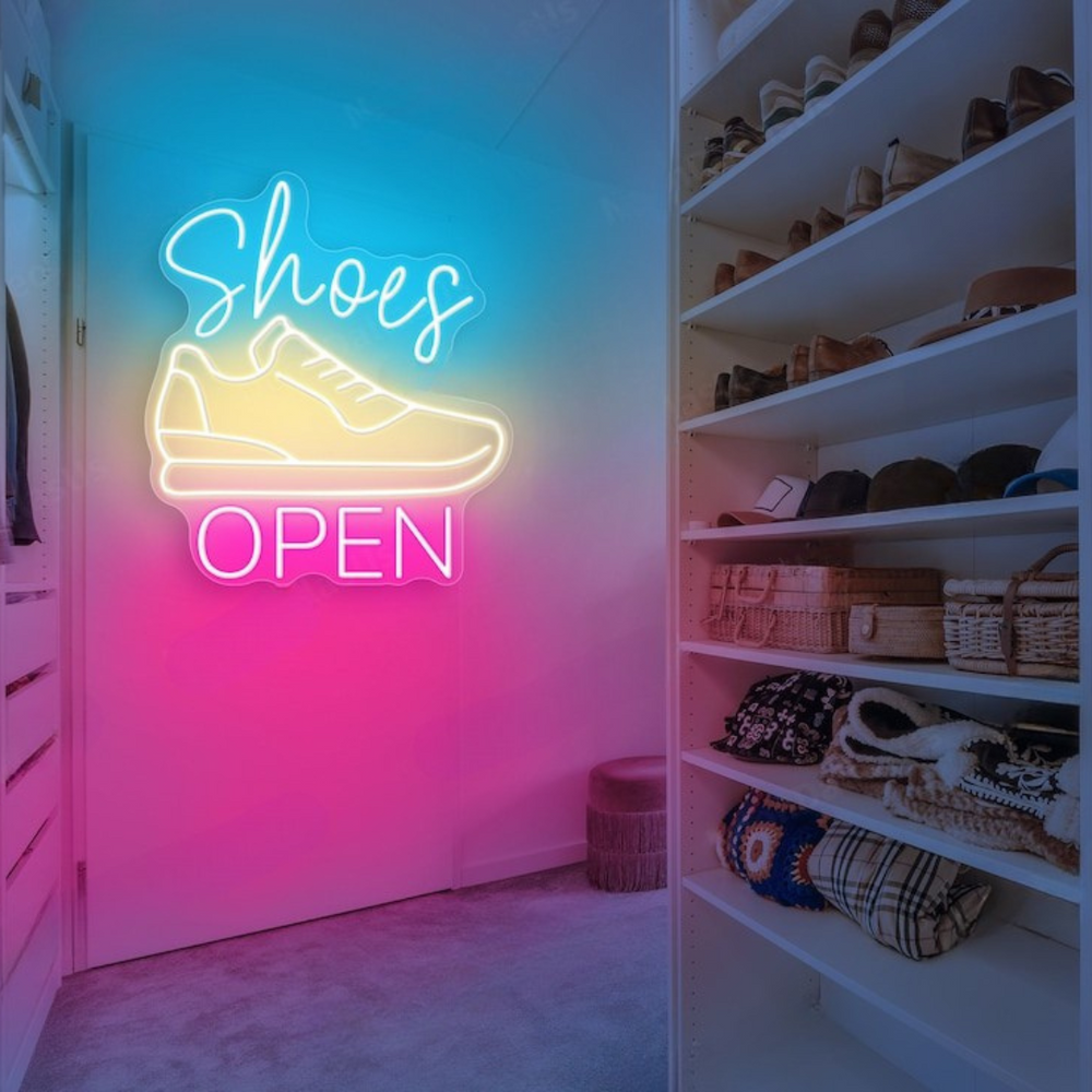 Shoes Open Business Neon Sign by LEDNeons - Bright LED Neon sign for shoe store