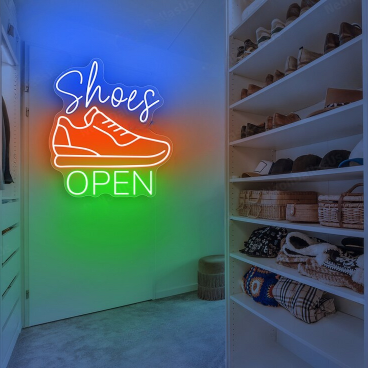 Shoes Open Business Neon Sign by LEDNeons - Bright LED Neon sign for shoe store