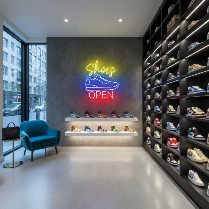 Shoes Open Business Neon Sign by LEDNeons - Bright LED Neon sign for shoe store