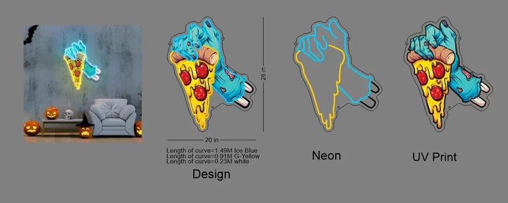 Skull Hand Pizza Halloween LED Neon Sign by LedNeons  Dark Dimensions