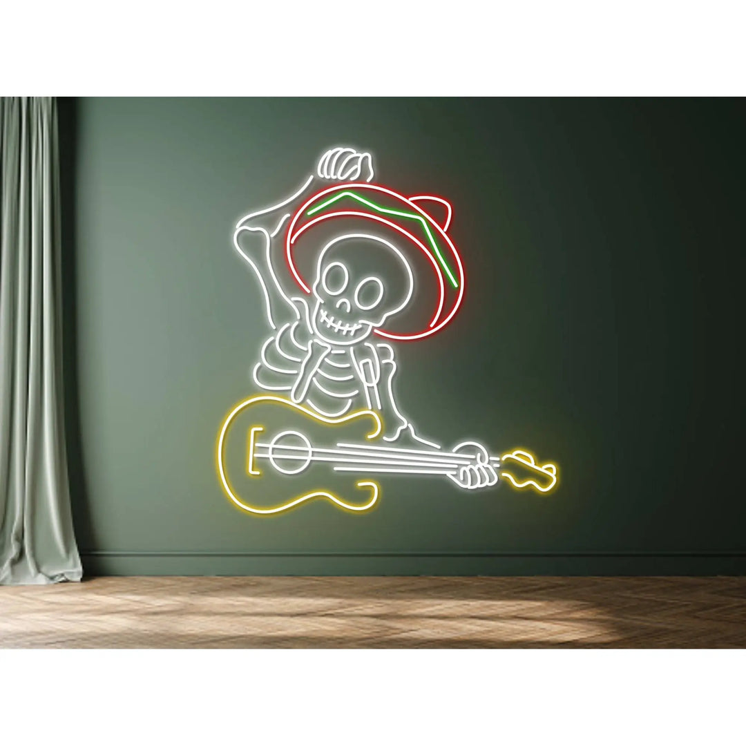 Skull Play The Guitar Halloween LED Neon Sign by LEDNeon's - Transform your space with Halloween LED Neon Sign