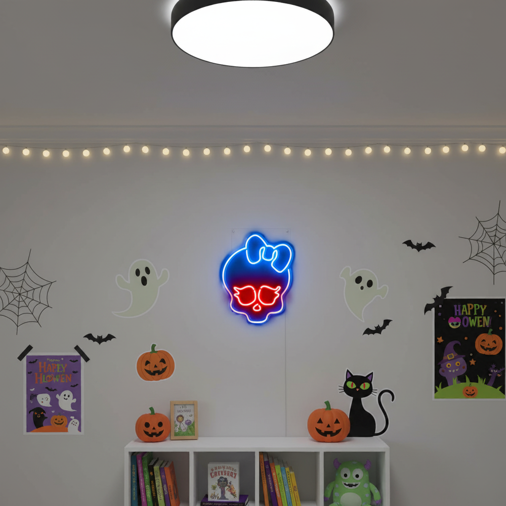 Skull Bowknot Halloween LED Neon Sign by LEDNeons  