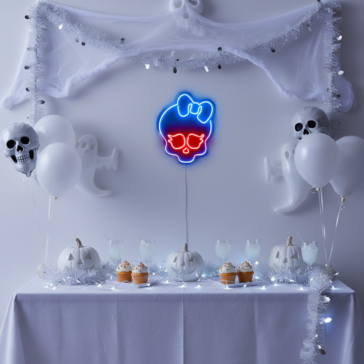 Skull Bowknot Halloween LED Neon Sign by LEDNeons 