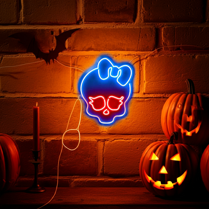 Skull Bowknot Halloween LED Neon Sign by LEDNeons 