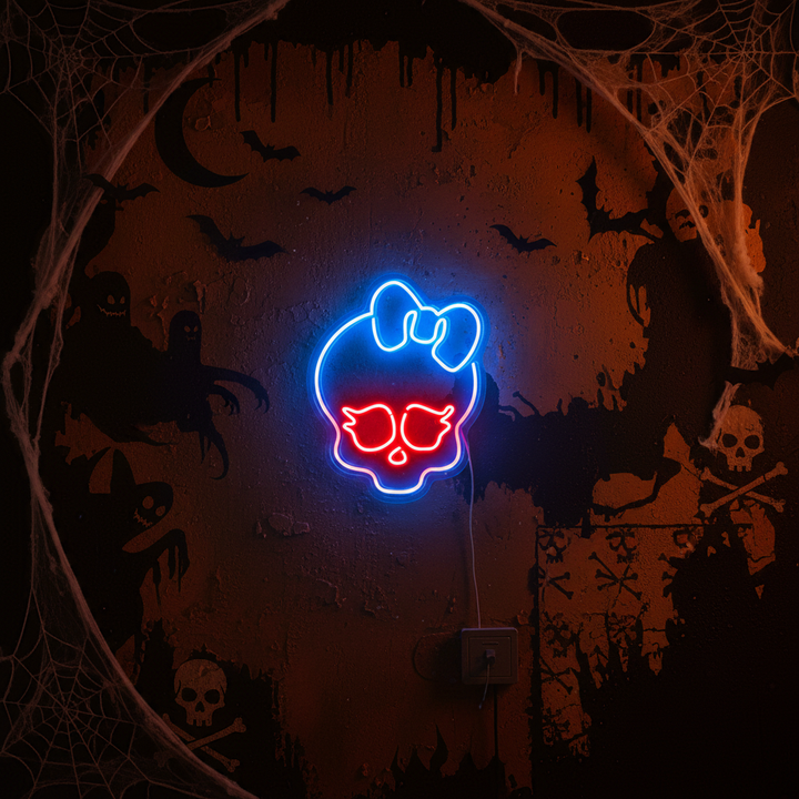 Skull Bowknot Halloween LED Neon Sign by LEDNeons 