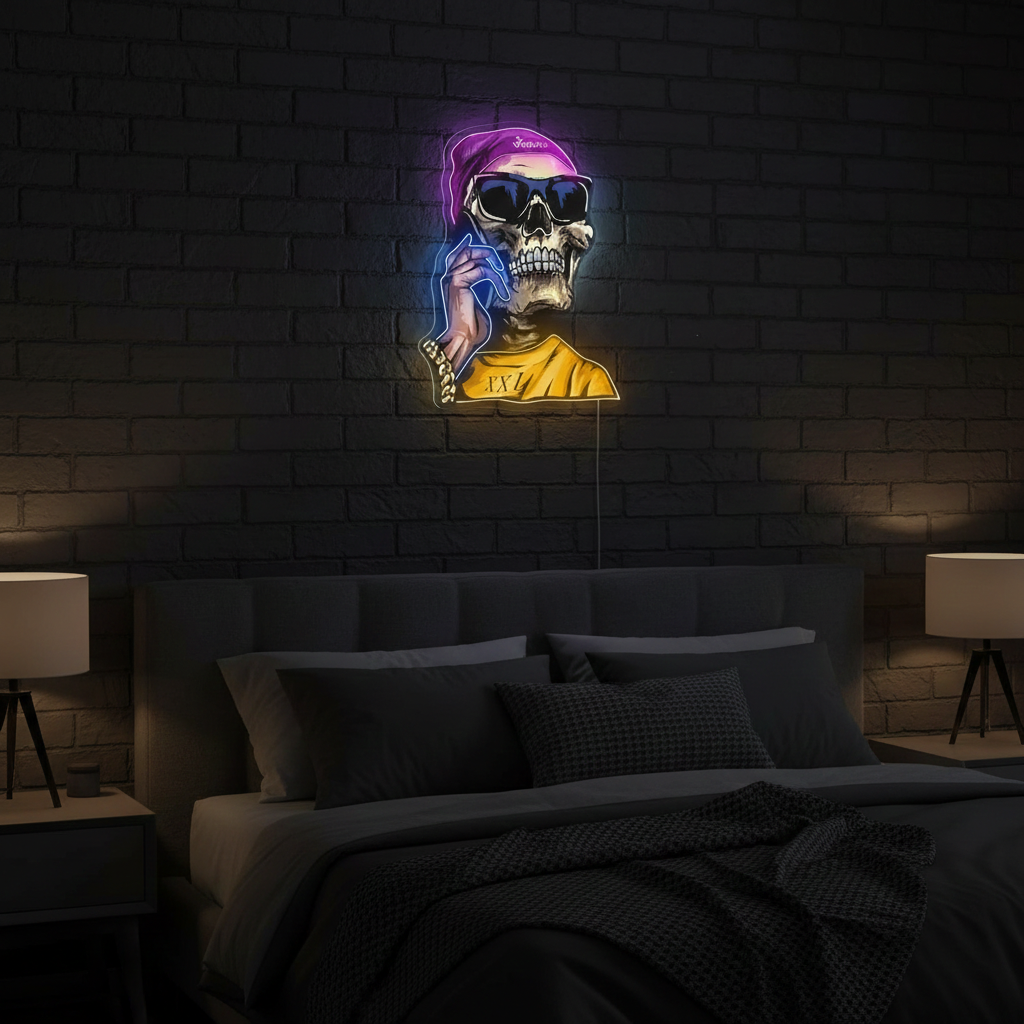 Skull Mob UV Neon Light by LEDNeons - vibrant neon artwork