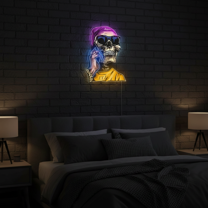 Skull Mob UV Neon Light by LEDNeons - vibrant neon artwork