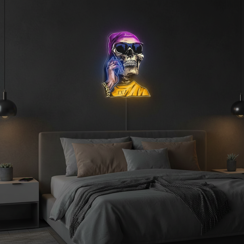 Skull Mob UV Neon Light by LEDNeons - vibrant neon artwork