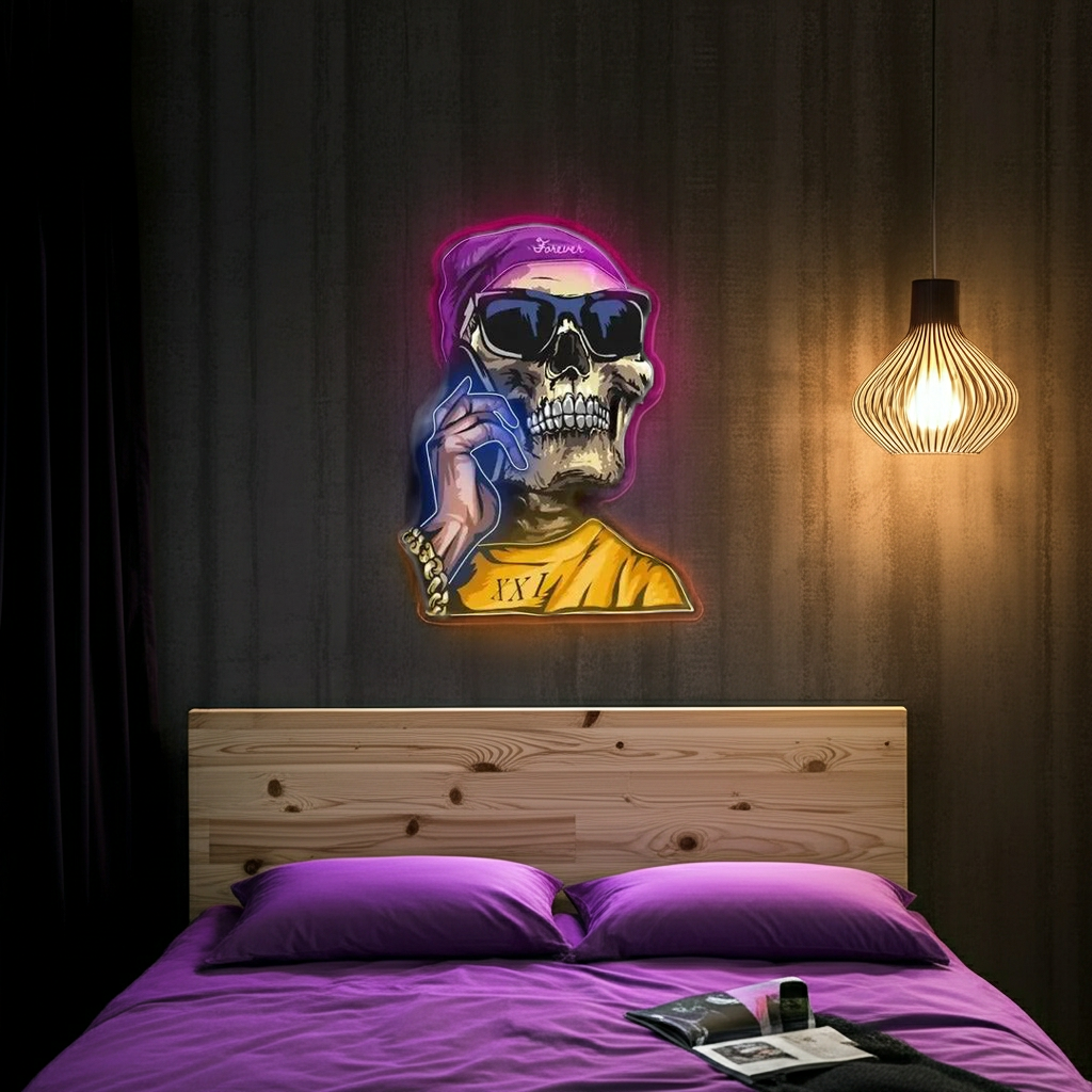 Skull Mob UV Neon Light by LEDNeons - vibrant neon artwork
