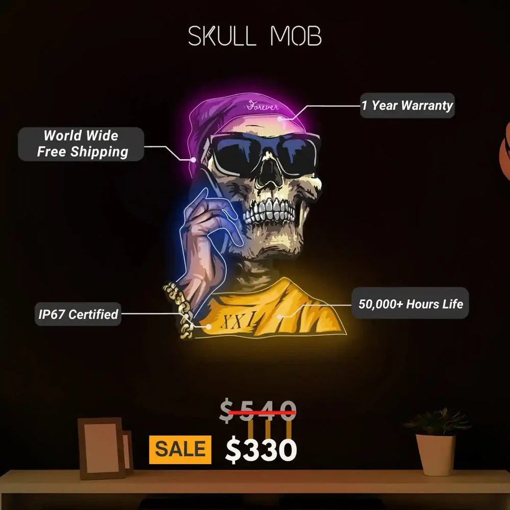 Skull Mob UV Neon Light benefits by LedNeons.com 