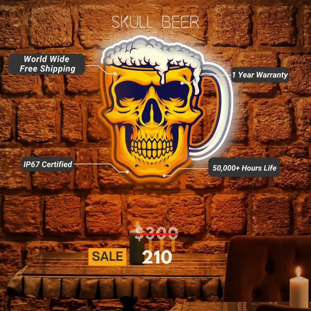 Skull beer Neon Sign artwork by LEDNeon's - Specification