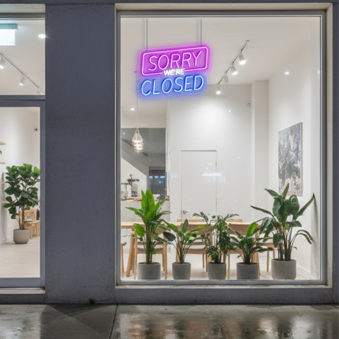 Sorry We Are Closed Neon Sign by LEDNeons 