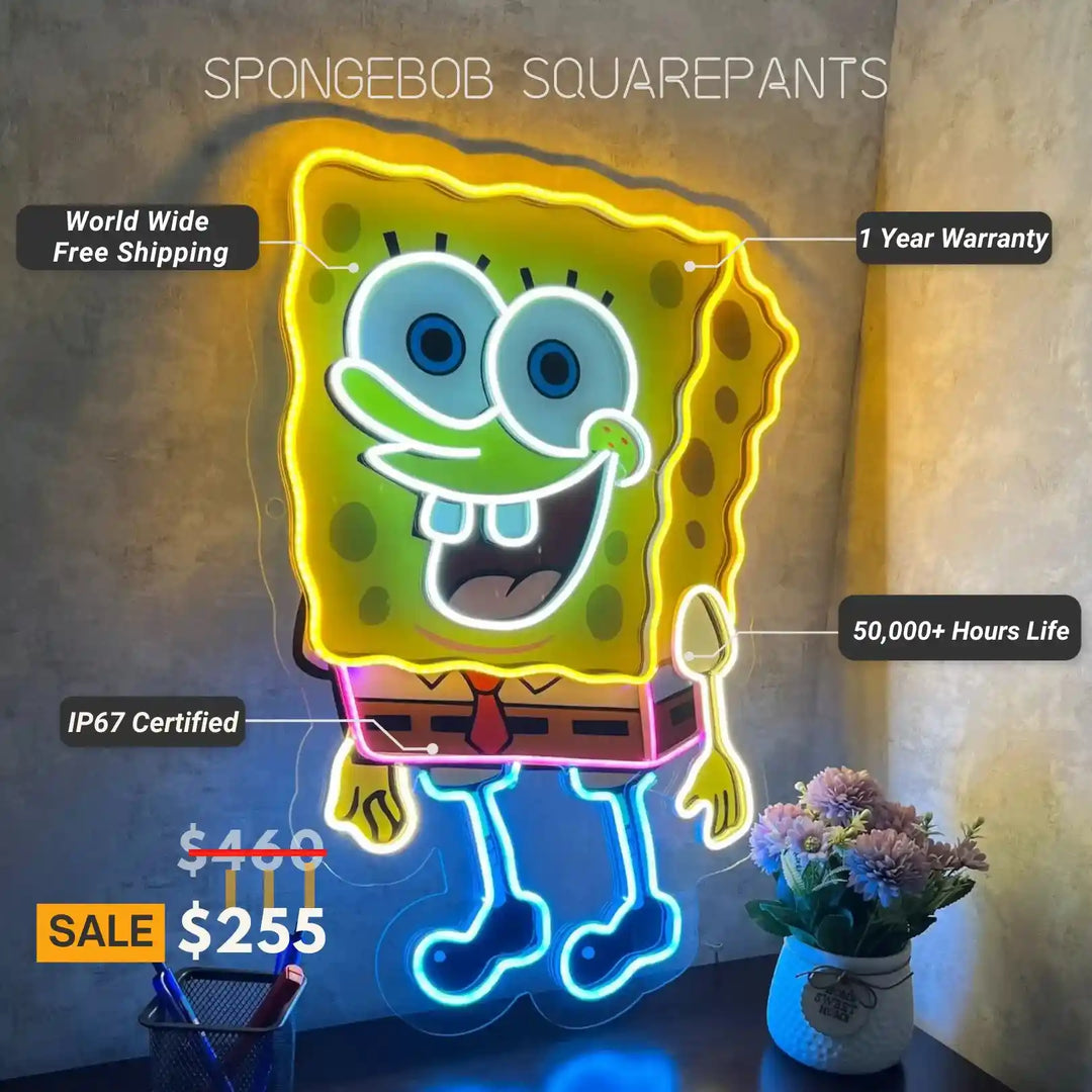 SpongeBob SquarePants UV Art LED Neon Sign Benefits by LedNeons.com 
