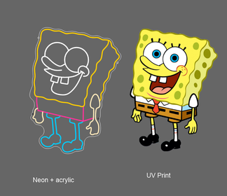 SpongeBob SquarePants UV Art LED Neon Sign comparison by LedNeons.com