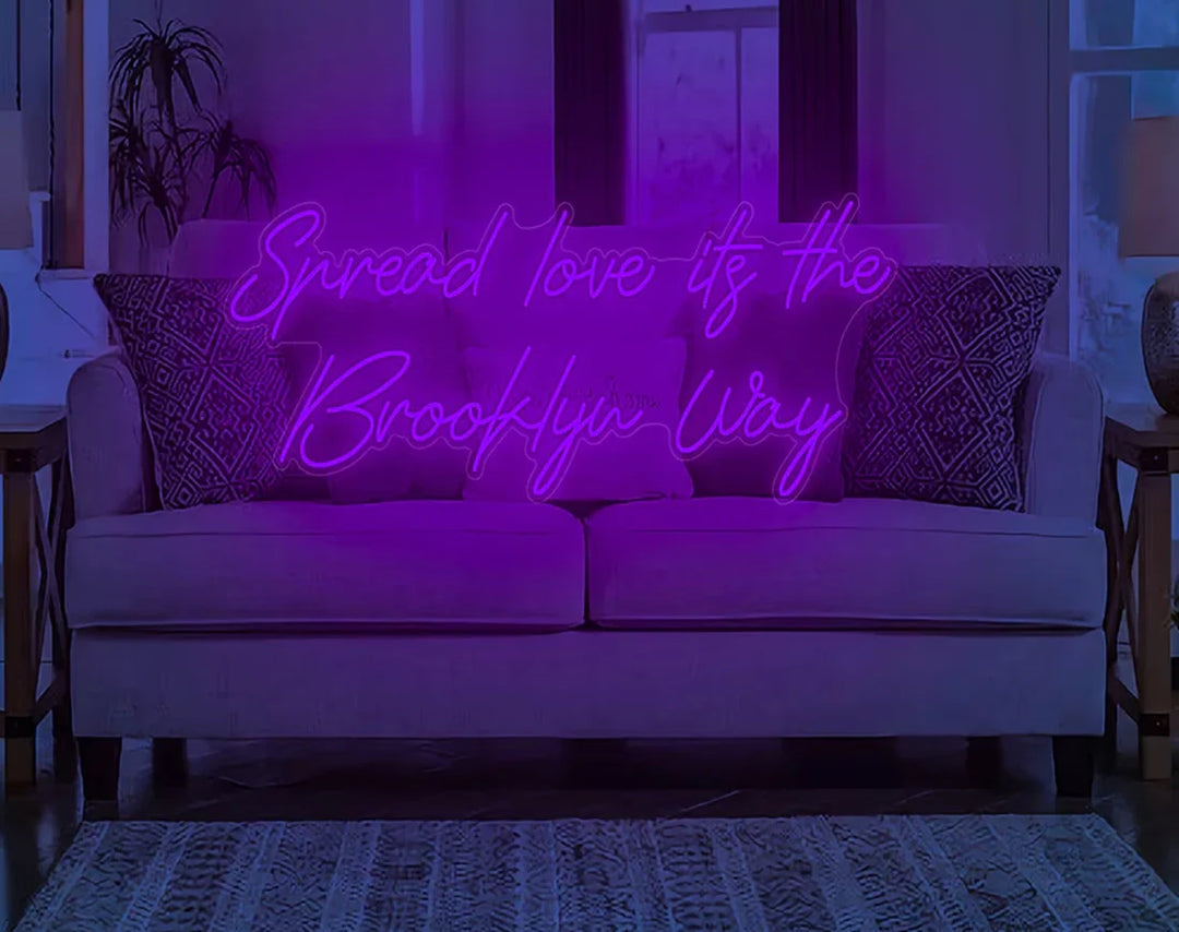 Spread Love It's The Brooklyn Way Valentine's Day LED Neon Sign by LEDNeons - purple
