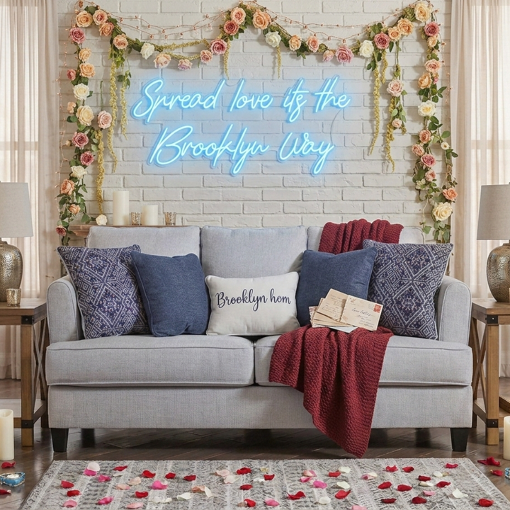 Spread Love It's The Brooklyn Way Valentine's Day LED Neon Sign by LEDNeons - iceblue