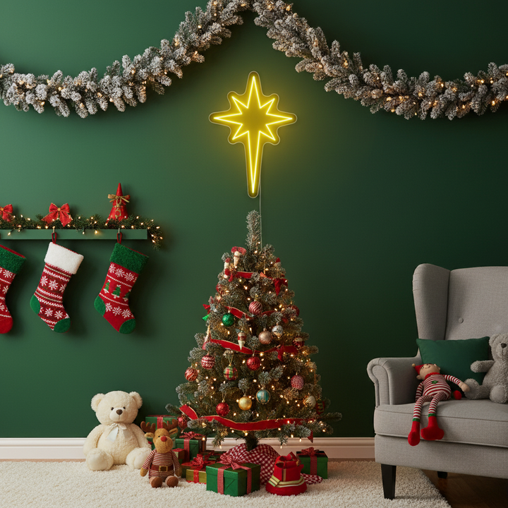 Star Merry Christmas Neon sign by LEDNeons - perfect for holiday décor.