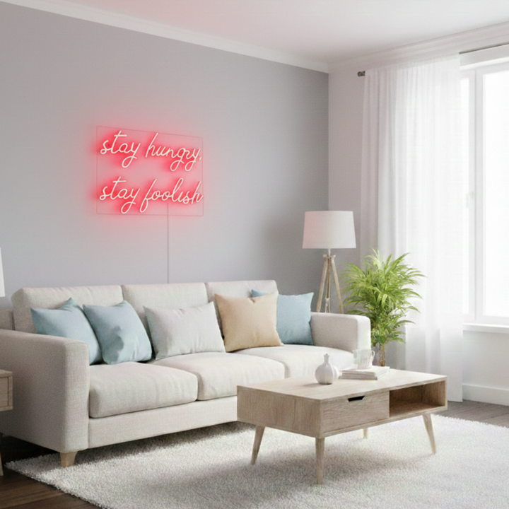 Stay Hungry Stay Foolish Motivational LED Neon Sign by LEDNeons, perfect for office and home décor inspiration