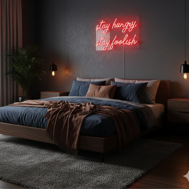 Stay Hungry Stay Foolish Motivational LED Neon Sign by LEDNeons, perfect for office and home décor inspiration