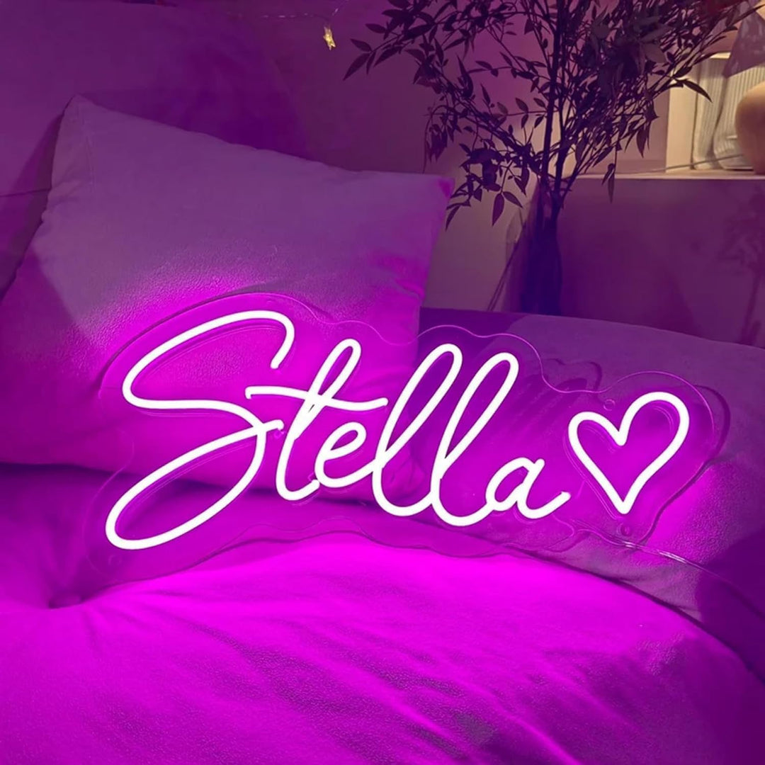 "Stella" Name LED Neon sign by LEDNeons -  glowing softly on a wall, adding a personalized and elegant decorative touch.