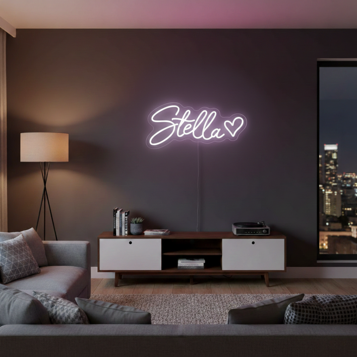 Stella" Name LED Neon sign by LEDNeons - glowing softly on a wall, adding a personalized and elegant decorative touch.