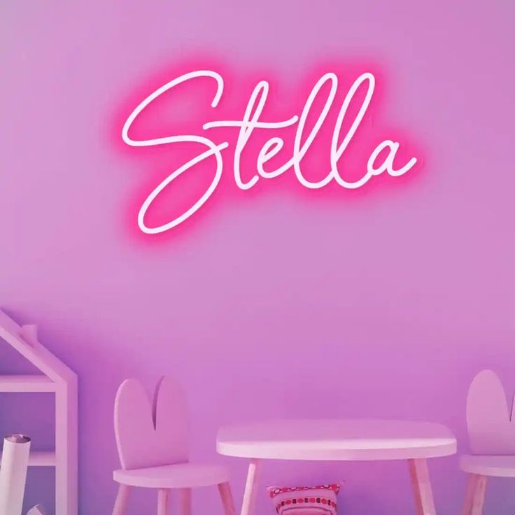 Stella" Name LED Neon sign by LEDNeons - glowing softly on a wall, adding a personalized and elegant decorative touch.